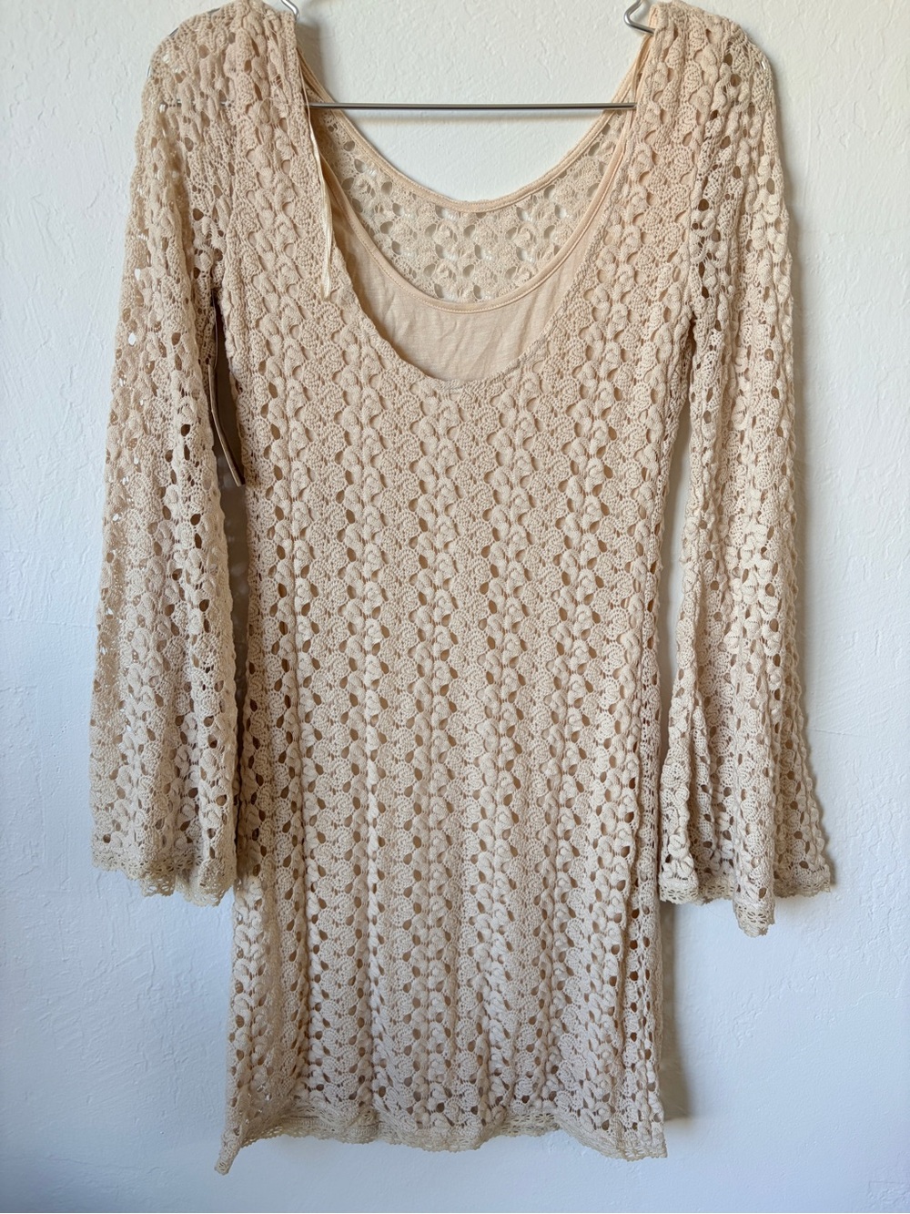 Free People Crochet Lace Women's Dress - Wide Sleeves Natural - Picture 5 of 5